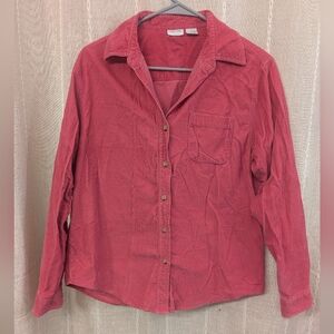 Cherokee Pink Button-Up Corduroy Shirt